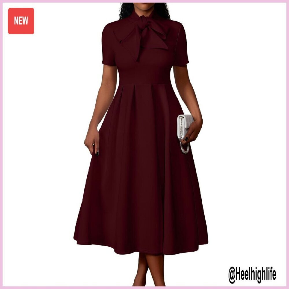 Short Sleeve A-Line Dress with Pockets, Polyester Spandex, Work Party